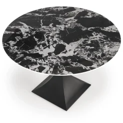 Garnero Arredamenti Tavolo rotondo 120cm moderno effetto marmo nero Anul Discount