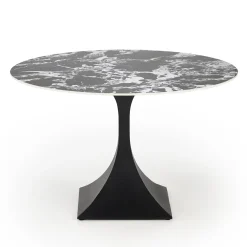 Garnero Arredamenti Tavolo rotondo 120cm moderno effetto marmo nero Anul Discount