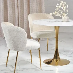 Garnero Arredamenti Tavolo rotondo da sala 90x75cm marmo bianco effetto oro Rosselli Discount