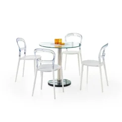 Garnero Arredamenti Tavolo rotondo in vetro moderno 80x80cm acciaio cromato Penelope Online