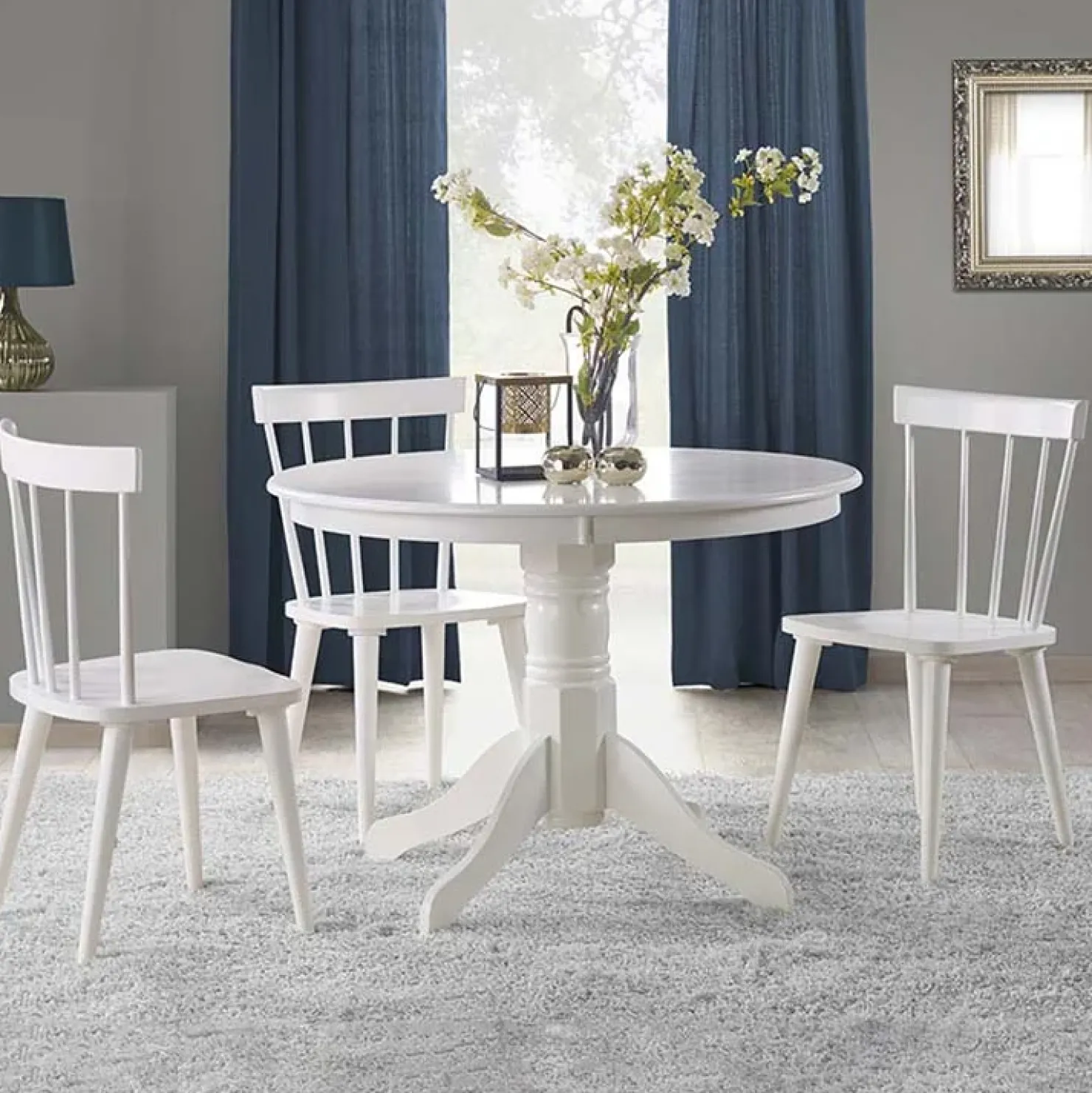 Garnero Arredamenti Tavolo rotondo moderno industrial 106x106cm bianco Zeff Clearance