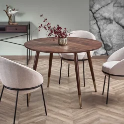 Garnero Arredamenti Tavolo rotondo moderno 110x76cm noce oro Panaro Discount