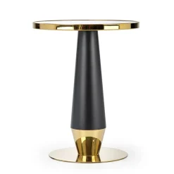 Garnero Arredamenti Tavolo rotondo moderno 59x74cm marmo nero oro Lugana New