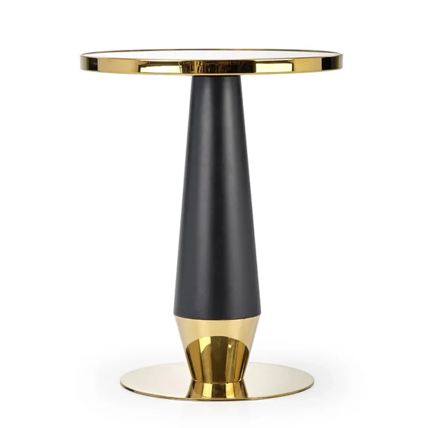 Garnero Arredamenti Tavolo rotondo moderno 59x74cm marmo nero oro Lugana New