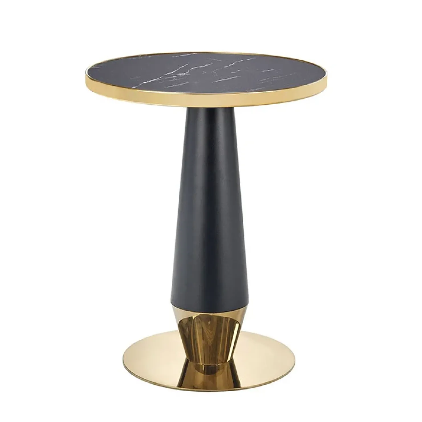 Garnero Arredamenti Tavolo rotondo moderno 59x74cm marmo nero oro Lugana New