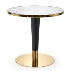 Garnero Arredamenti Tavolo rotondo moderno 79x74cm marmo bianco nero oro Barbera Discount