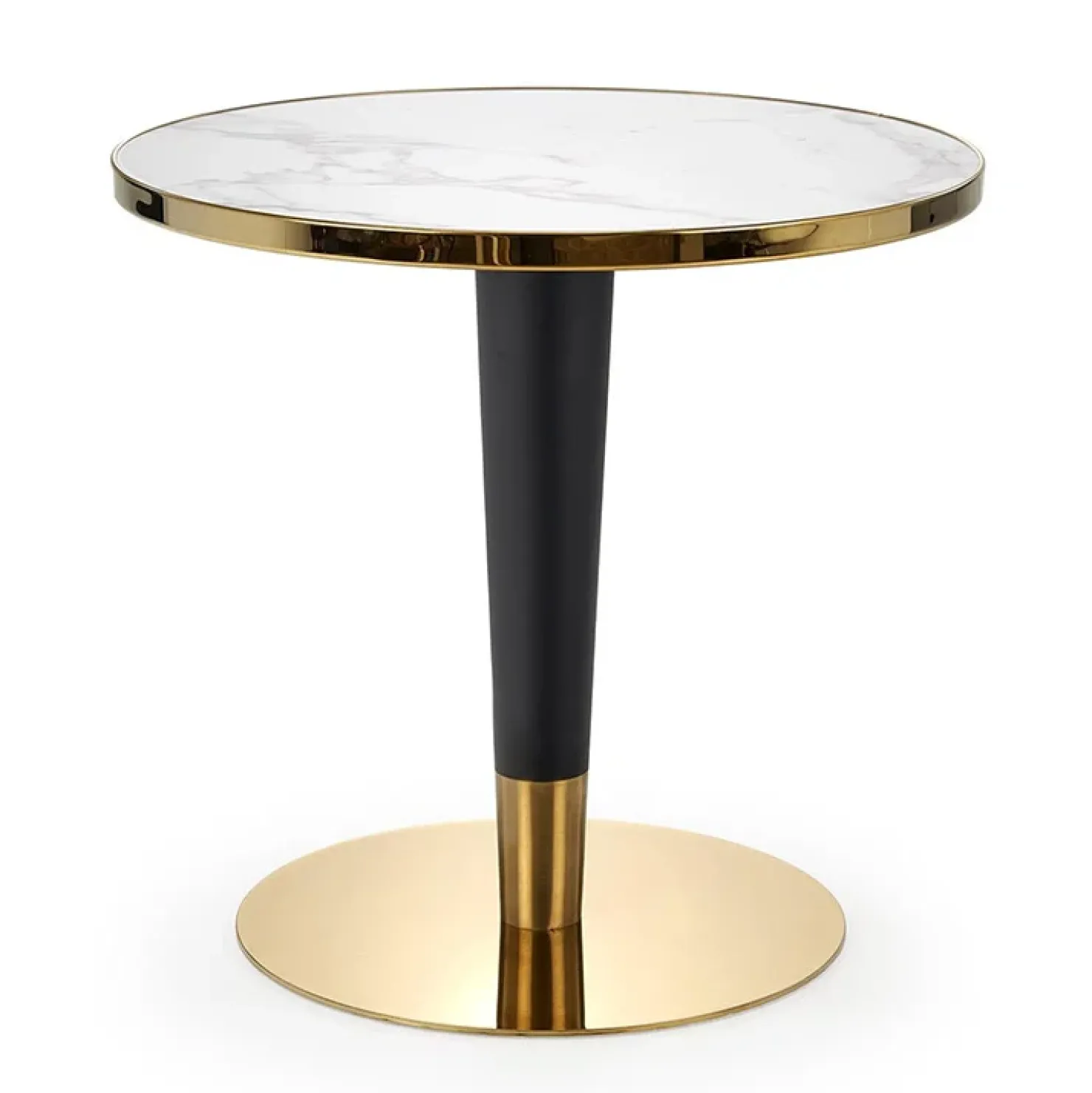 Garnero Arredamenti Tavolo rotondo moderno 79x74cm marmo bianco nero oro Barbera Discount