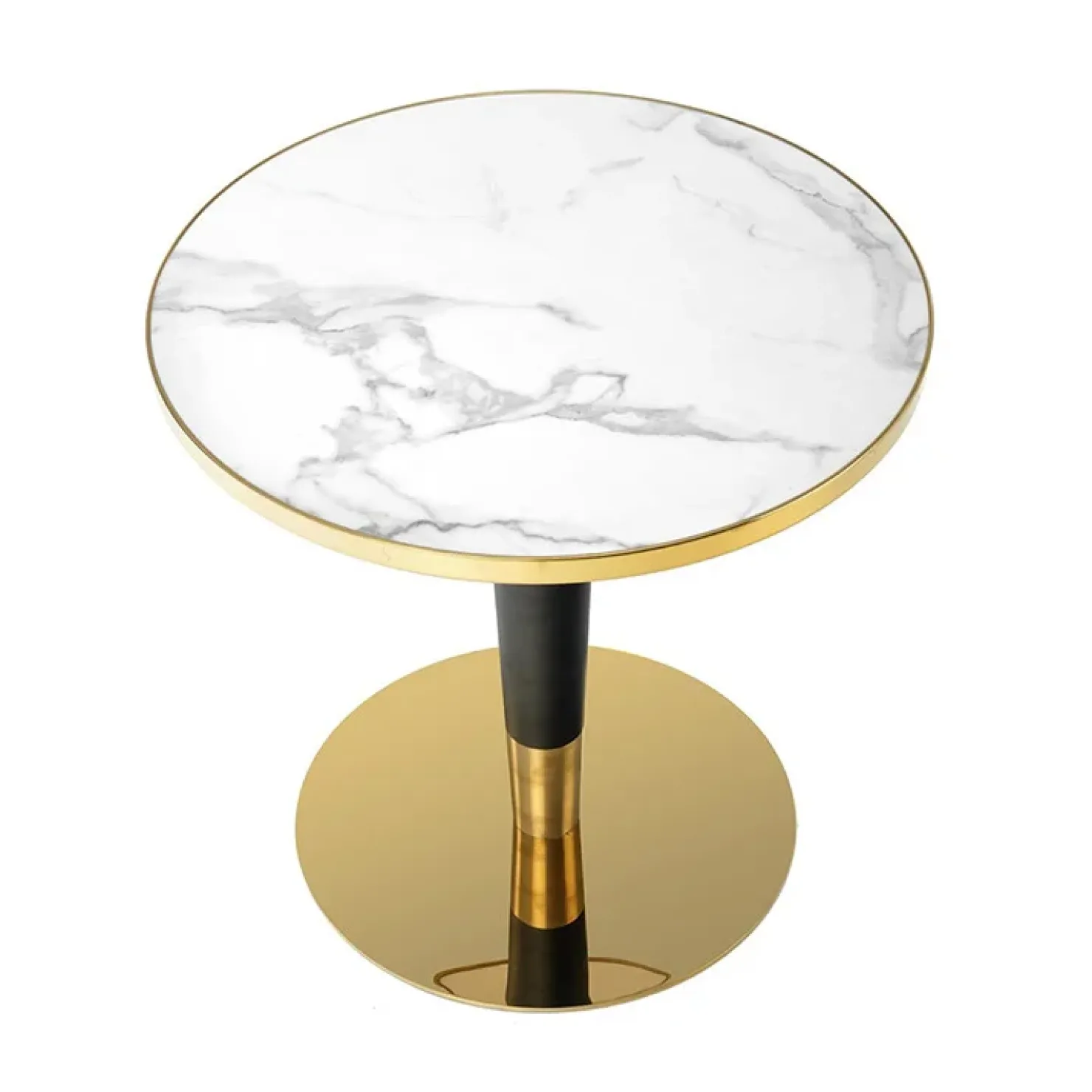 Garnero Arredamenti Tavolo rotondo moderno 79x74cm marmo bianco nero oro Barbera Discount