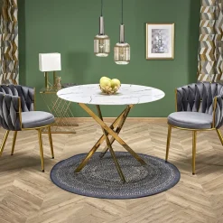 Garnero Arredamenti Tavolo rotondo moderno 100x73cm marmo bianco oro Onorato Marmo bianco - Oro