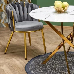 Garnero Arredamenti Tavolo rotondo moderno 100x73cm marmo bianco oro Onorato Marmo bianco - Oro