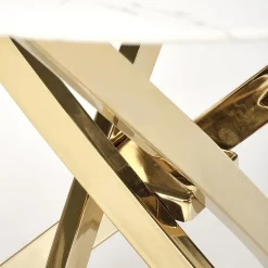 Garnero Arredamenti Tavolo rotondo moderno 100x73cm marmo bianco oro Onorato Marmo bianco - Oro