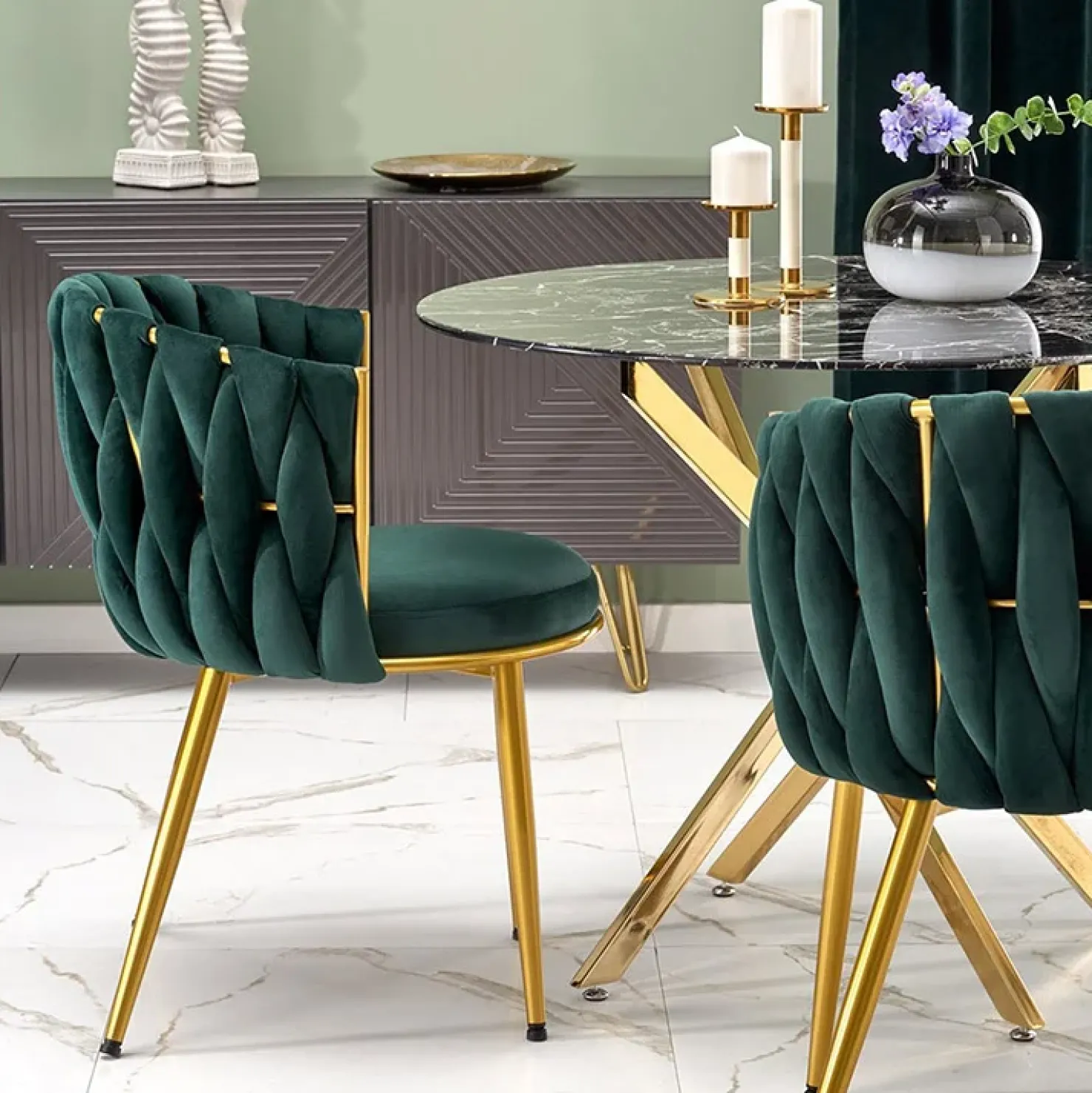 Garnero Arredamenti Tavolo rotondo moderno 100x73cm marmo nero oro Onorato Marmo Nero - Oro Hot