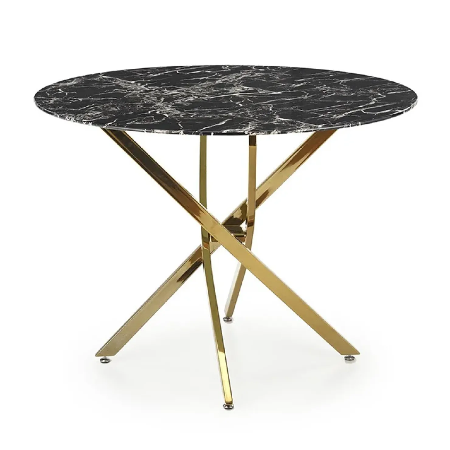 Garnero Arredamenti Tavolo rotondo moderno 100x73cm marmo nero oro Onorato Marmo Nero - Oro Hot