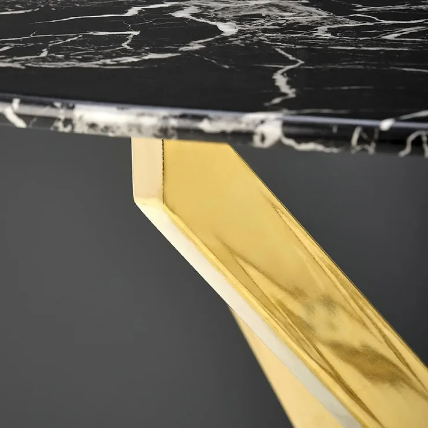 Garnero Arredamenti Tavolo rotondo moderno 100x73cm marmo nero oro Onorato Marmo Nero - Oro Hot