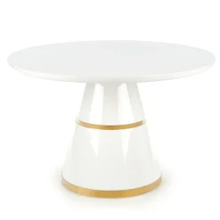 Garnero Arredamenti Tavolo rotondo 120x120cm da pranzo bianco laccato acciaio oro Ruby Best