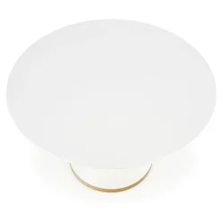 Garnero Arredamenti Tavolo rotondo 120x120cm da pranzo bianco laccato acciaio oro Ruby Best