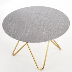 Garnero Arredamenti Tavolo rotondo 120x120cm moderno effetto marmo grigio acciaio oro Arak Sale