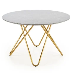 Garnero Arredamenti Tavolo rotondo 120x120cm moderno effetto marmo grigio acciaio oro Arak Sale