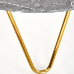 Garnero Arredamenti Tavolo rotondo 120x120cm moderno effetto marmo grigio acciaio oro Arak Sale