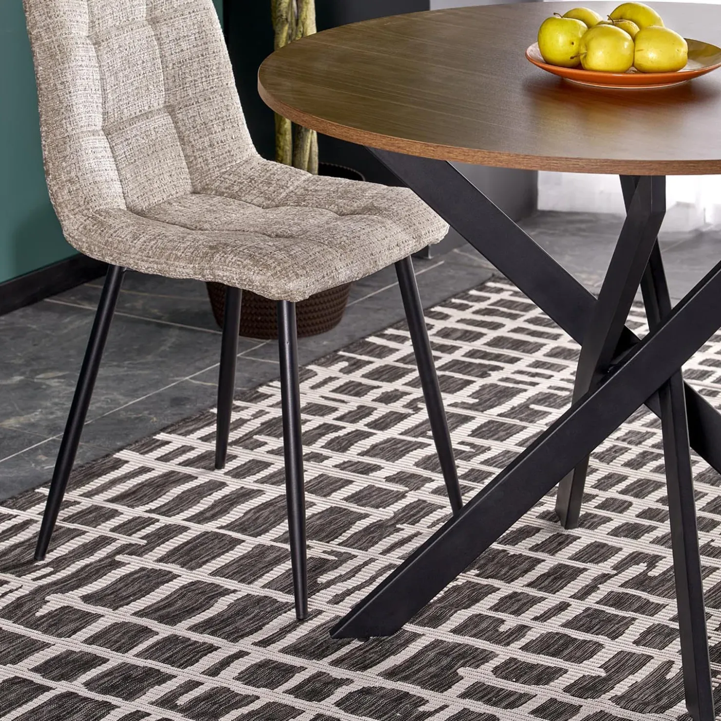 Garnero Arredamenti Tavolo rotondo 100x100cm moderno noce nero Dormelada Noce - Nero Outlet