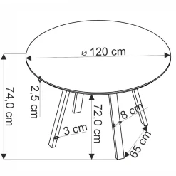 Garnero Arredamenti Tavolo rotondo 120x120cm moderno rovere noce nero Camomilla Hot