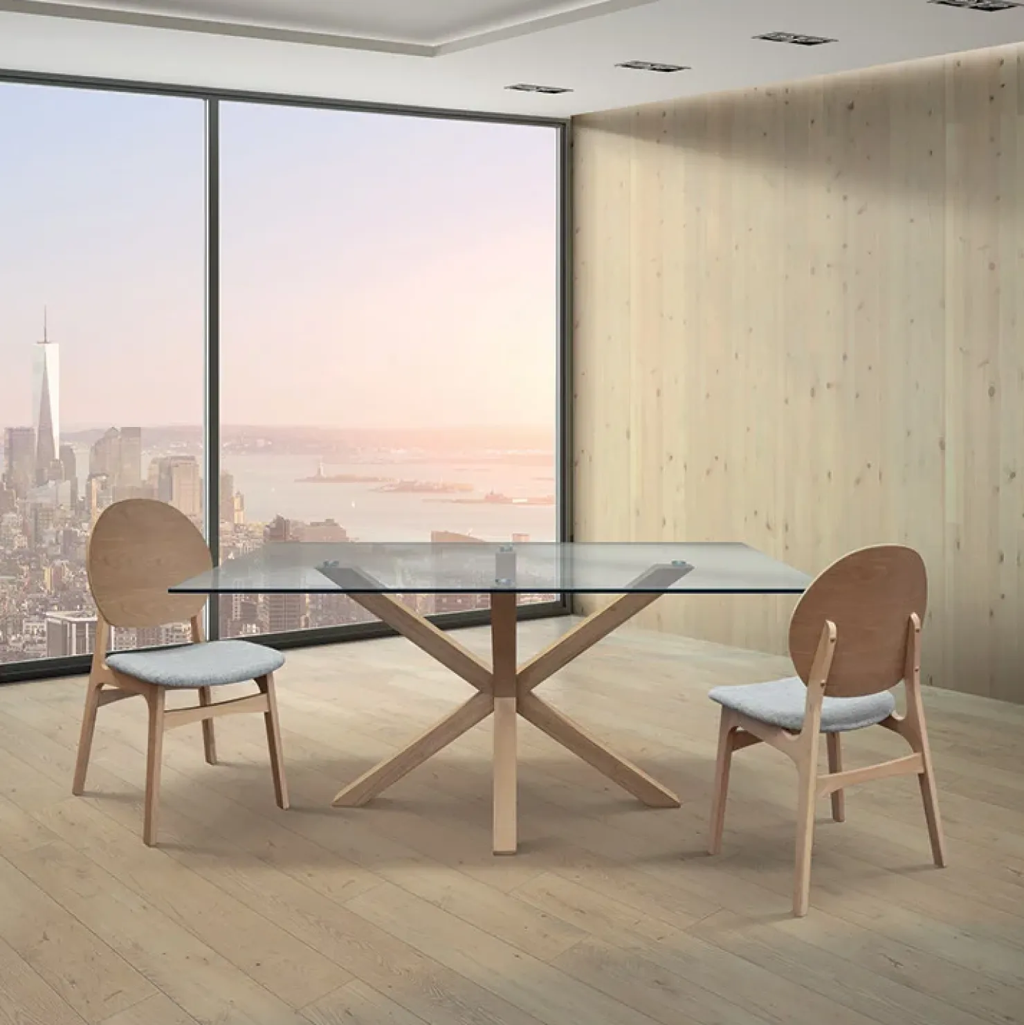 Garnero Arredamenti Tavolo 160x90 cm da interno in vetro rovere Edra