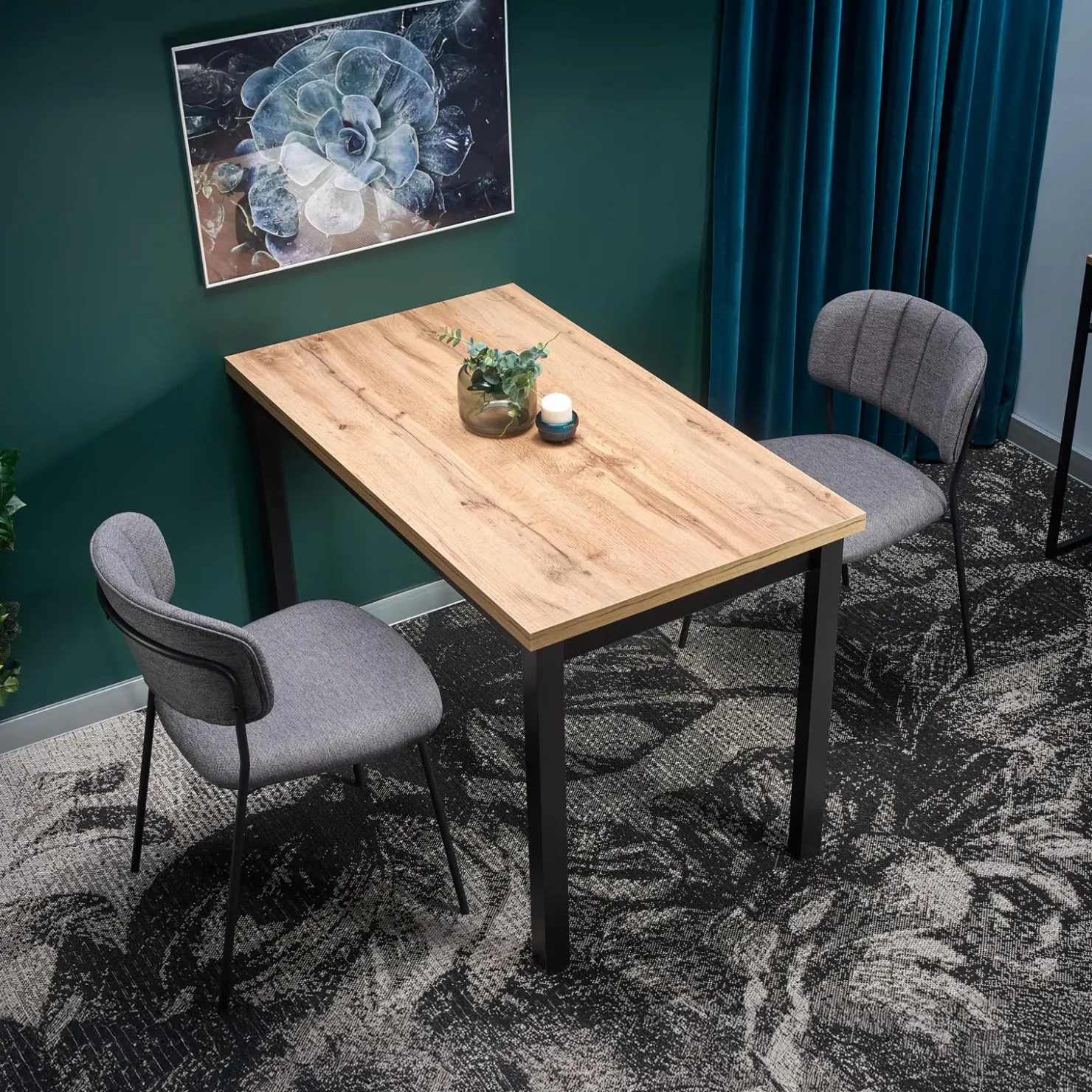 Garnero Arredamenti Tavolo 120x68 cm da pranzo moderno rovere nero Wayne Sale