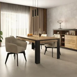 Garnero Arredamenti Tavolo 195x100 cm moderno rovere rustico nero Ilyssa Online