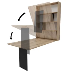 Garnero Arredamenti Tavolo 135x203cm a scomparsa moderno rettangolare rovere nero Hope Nero Opaco - Rovere Sale