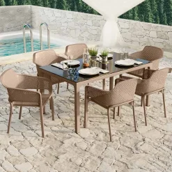 Garnero Arredamenti Tavolo 150x90cm da giardino esterno bar dehors con vetro Teodoro Tortora Online