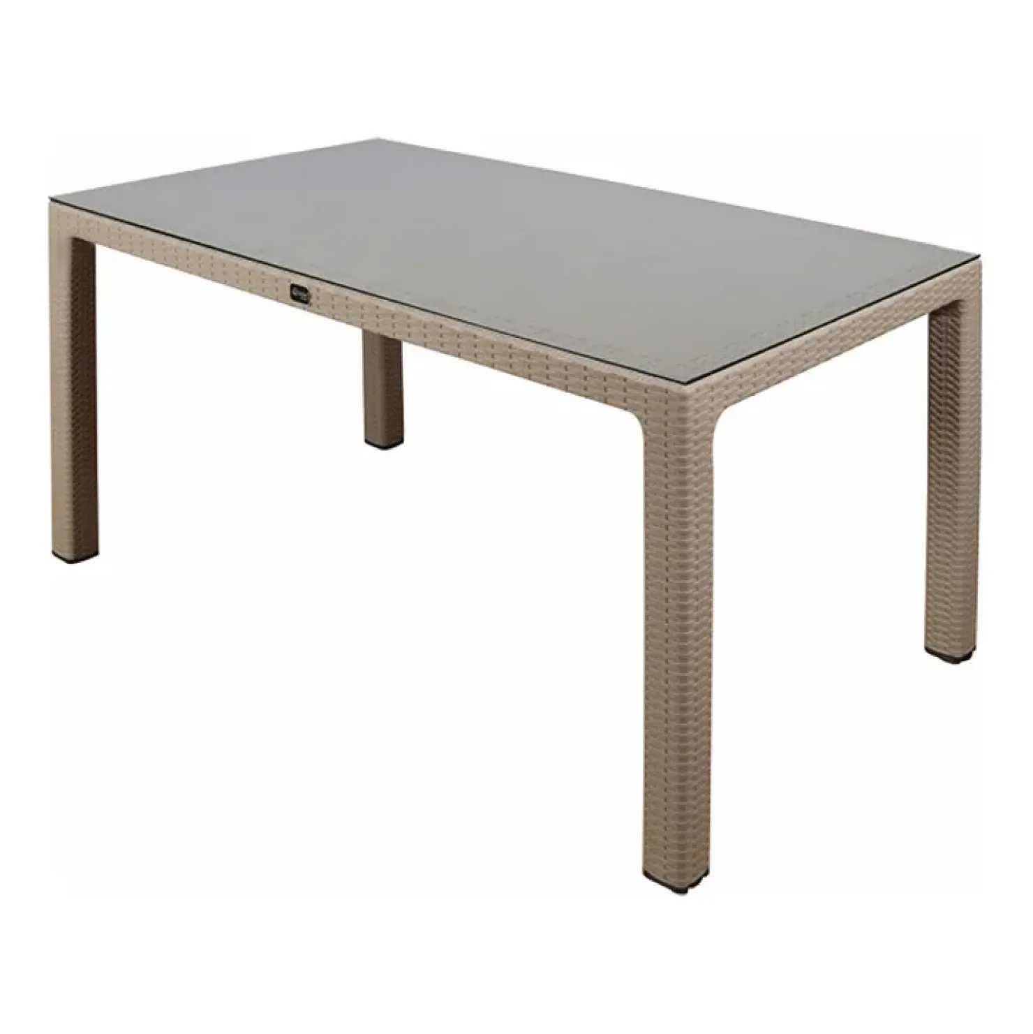 Garnero Arredamenti Tavolo 150x90cm da giardino esterno bar dehors polipropilene effetto rattan e vetro Ezio Tortora Discount
