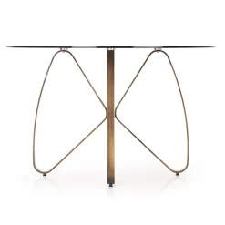 Garnero Arredamenti Tavolo 120x120cm da pranzo in vetro rotondo marrone oro antico Ulisse Gihome® Clearance