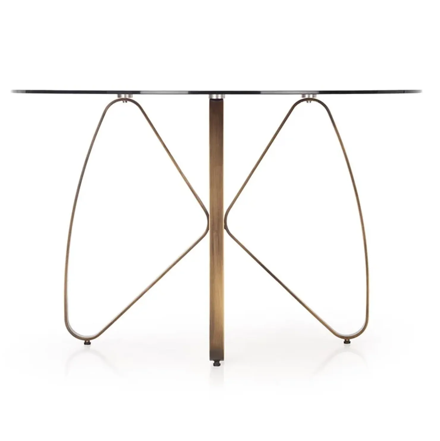 Garnero Arredamenti Tavolo 120x120cm da pranzo in vetro rotondo marrone oro antico Ulisse Gihome® Clearance