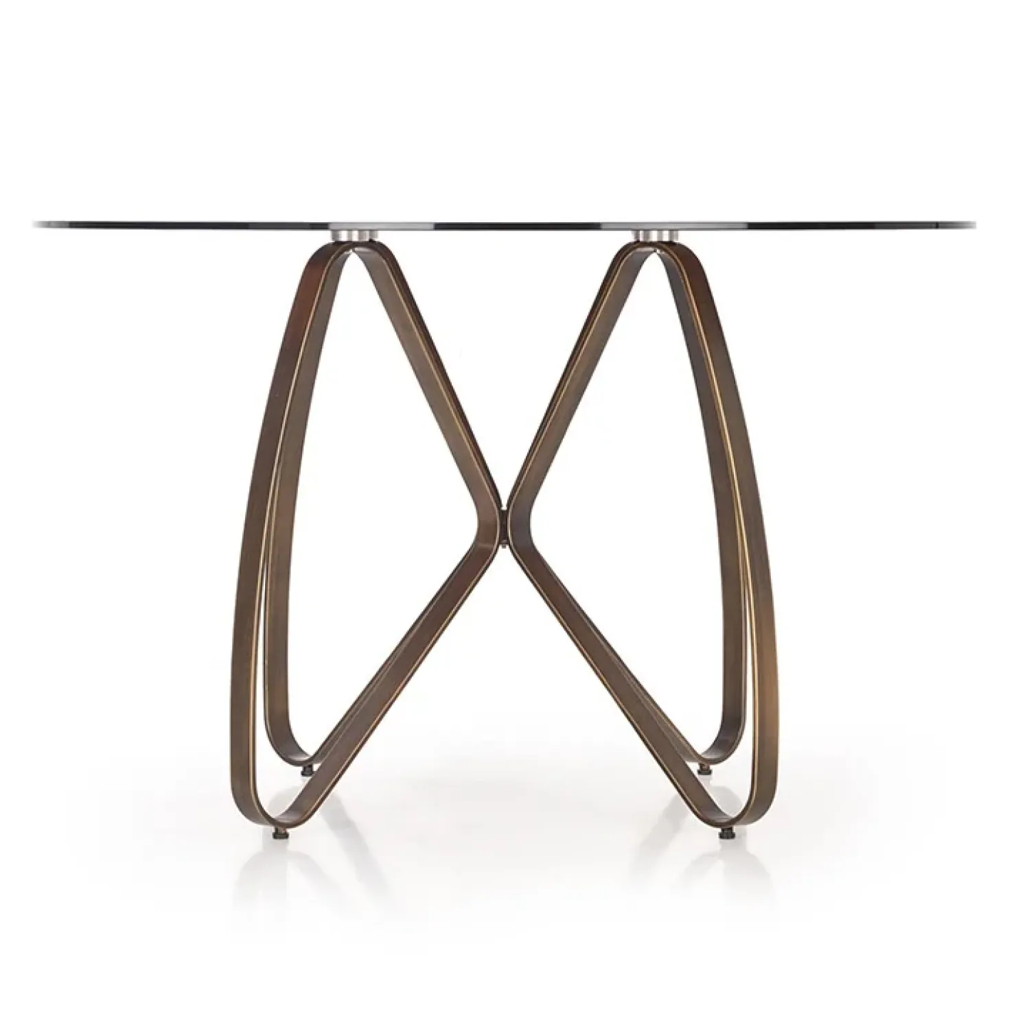 Garnero Arredamenti Tavolo 120x120cm da pranzo in vetro rotondo marrone oro antico Ulisse Gihome® Clearance