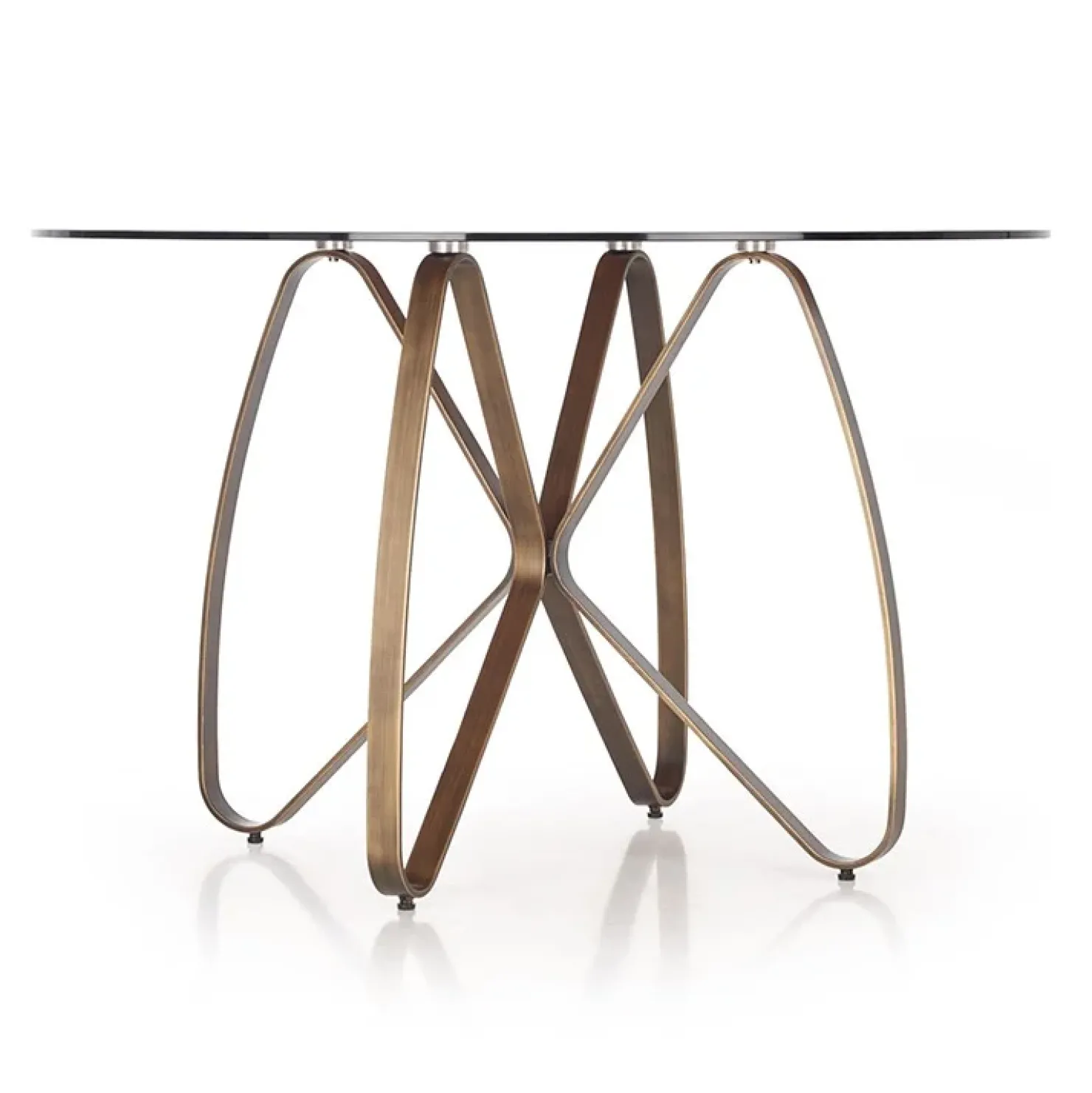 Garnero Arredamenti Tavolo 120x120cm da pranzo in vetro rotondo marrone oro antico Ulisse Gihome® Clearance