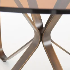 Garnero Arredamenti Tavolo 120x120cm da pranzo in vetro rotondo marrone oro antico Ulisse Gihome® Clearance