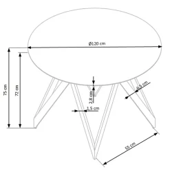Garnero Arredamenti Tavolo 120x120cm da pranzo rotondo rovere miele acciaio nero Edessa Sale