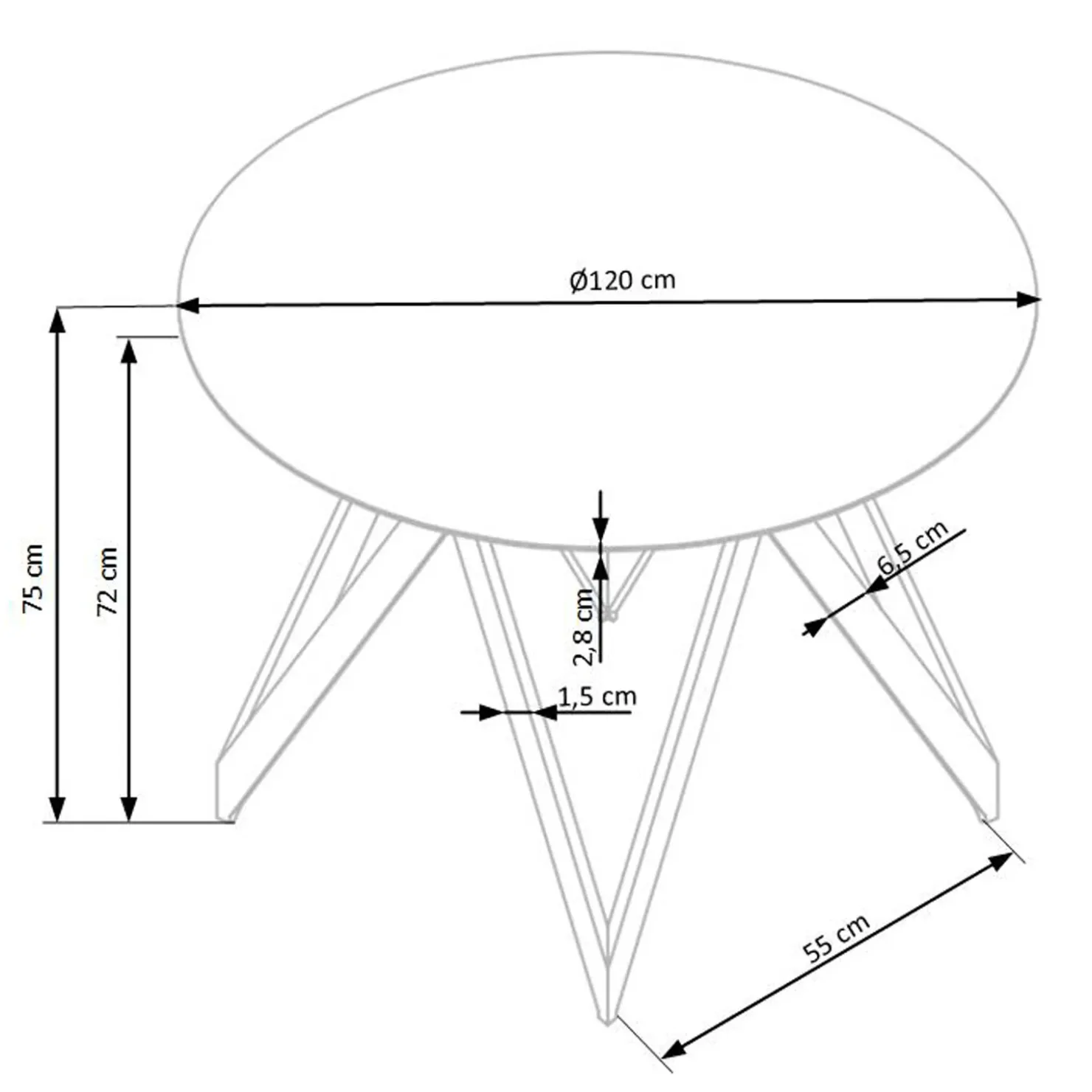 Garnero Arredamenti Tavolo 120x120cm da pranzo rotondo rovere miele acciaio nero Edessa Sale