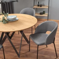 Garnero Arredamenti Tavolo 120x120cm da pranzo rotondo rovere miele acciaio nero Edessa Sale