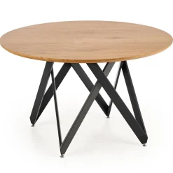 Garnero Arredamenti Tavolo 120x120cm da pranzo rotondo rovere miele acciaio nero Edessa Sale