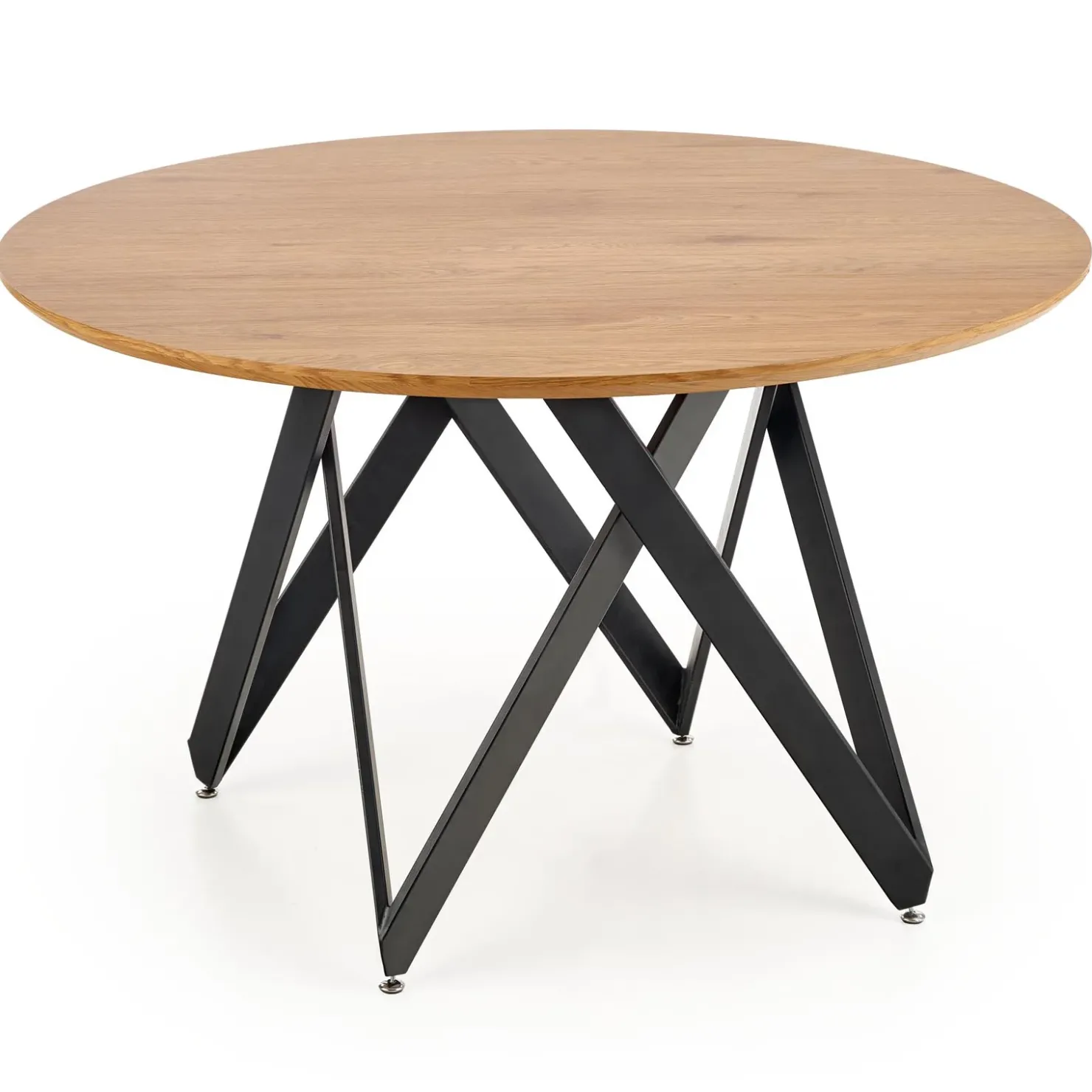 Garnero Arredamenti Tavolo 120x120cm da pranzo rotondo rovere miele acciaio nero Edessa Sale