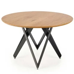 Garnero Arredamenti Tavolo 120x120cm da pranzo rotondo rovere miele acciaio nero Edessa Sale