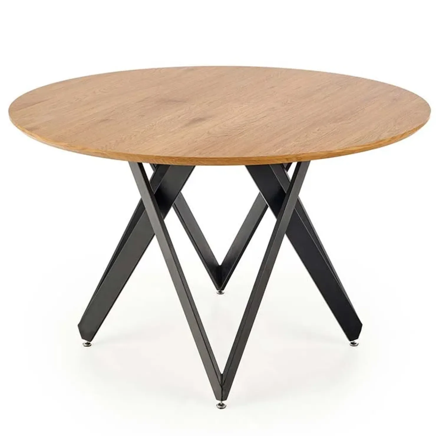 Garnero Arredamenti Tavolo 120x120cm da pranzo rotondo rovere miele acciaio nero Edessa Sale