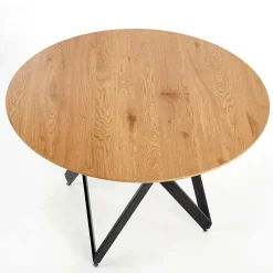 Garnero Arredamenti Tavolo 120x120cm da pranzo rotondo rovere miele acciaio nero Edessa Sale