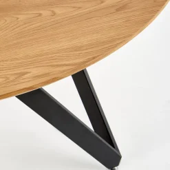 Garnero Arredamenti Tavolo 120x120cm da pranzo rotondo rovere miele acciaio nero Edessa Sale