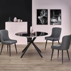 Garnero Arredamenti Tavolo 120x120cm da pranzo rotondo moderno vetro nero Anice Gihome® Sale