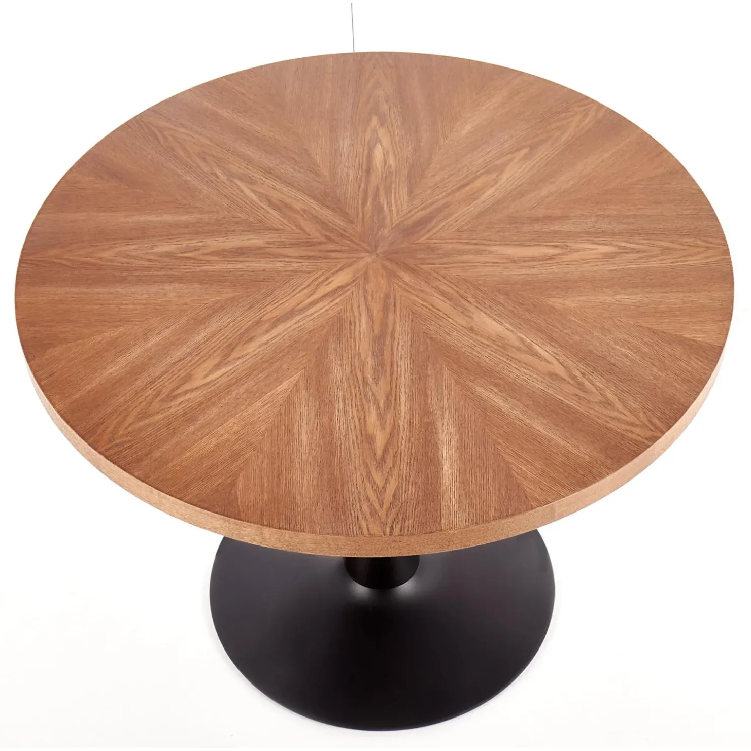 Garnero Arredamenti Tavolo 100x100cm da pranzo rotondo moderno noce acciaio nero Lukla Online