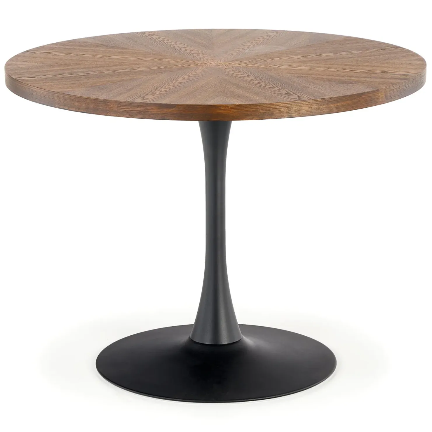 Garnero Arredamenti Tavolo 100x100cm da pranzo rotondo moderno noce acciaio nero Lukla Online