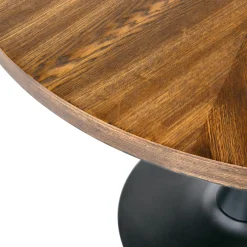 Garnero Arredamenti Tavolo 100x100cm da pranzo rotondo moderno noce acciaio nero Lukla Online