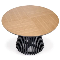 Garnero Arredamenti Tavolo 120x120cm rotondo da pranzo rovere chiaro nero Reno Best